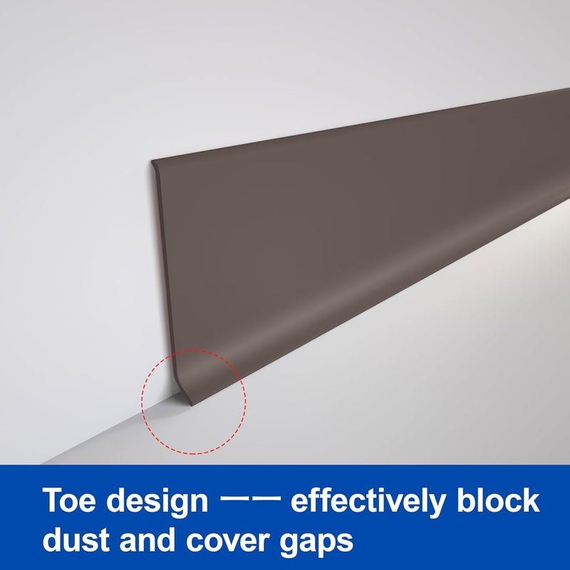 COUKIU Flexible Baseboard Molding Trim, 4 Inch x 40 Feet Self-Adhesive Vinyl Wall Base Cove Base, Peel and Stick Rubber Wall Base Moulding Trim(S100, Brown) - Image 5